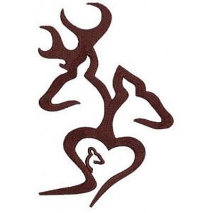 Baby Browning Doe, Buck, deer with Heart digitized machine embroidery Filled design - Instant Download -4x4 , 5x7, and 6x10 hoops