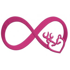 Infinity Love Buck and doe Applique machine embroidery digitized design filled pattern - Instant Download -4x4 , 5x7, and 6x10 hoops