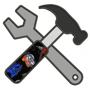 Hammer and a Wrench Applique mechanic handyman Machine Embroidery Digitized Design Pattern- Instant Download - 4x4 ,5x7,6x10