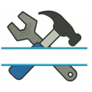 Hammer and a Wrench Split mechanic handyman Machine Embroidery Digitized Filled Design Pattern- Instant Download - 4x4 ,5x7,6x10