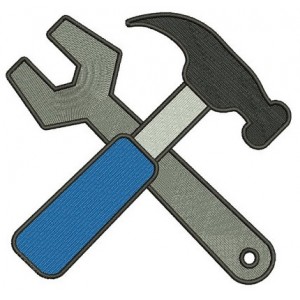 Hammer and a Wrench mechanic handyman Machine Embroidery Filled Digitized Design Pattern- Instant Download - 4x4 ,5x7,6x10