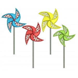 Pinwheel (windmill) Machine Embroidery Digitized Filled Design Pattern (necktie) - Instant Download - 4x4 , 5x7, and 6x10 -hoops