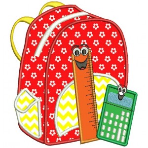 School Back pack Applique Machine Embroidery Digitized Design Filled Pattern -Instant Download- 4x4,5x7,6x10