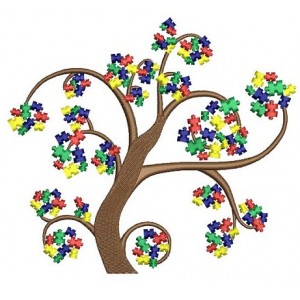 Autism Awareness Tree Machine Embroidery Digitized Design Filled Pattern - Instant Download - 4x4 , 5x7, and 6x10 -hoops