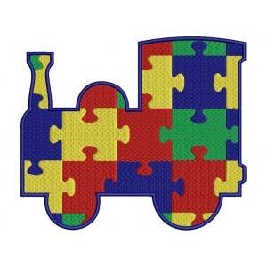 Choo choo train Autism Awareness Machine Filled Embroidery Digitized Design Pattern - Instant Download - 4x4 , 5x7, and 6x10 -hoops