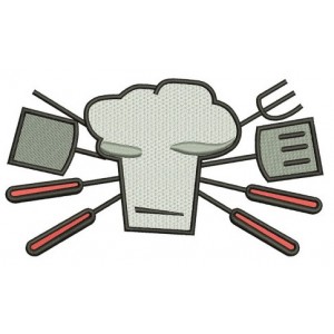 Cooking Chef BBQ Day Machine Filled Embroidery Digitized Filled Design Pattern (necktie) - Instant Download - 4x4 , 5x7, and 6x10 -hoops