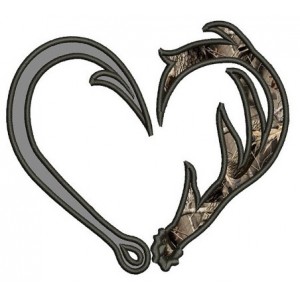 Fishing Hooks with Antlers Hunting Applique machine embroidery digitized design pattern - Instant Download -4x4 , 5x7, and 6x10 hoops