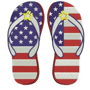Flip Flops Applique Flag Heart USA Patriotic Machine Embroidery Filled Digitized Design Pattern - Instant Download - 4x4 , 5x7, 6x10