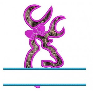 Girl Buck with a Bow Split Applique machine embroidery digitized design pattern - Instant Download -4x4 , 5x7, and 6x10 hoops
