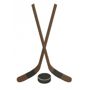 Hockey Stick and puck Sport Machine Embroidery Digitized Filled Design Pattern - Instant Download - 4x4 , 5x7, and 6x10 -hoops