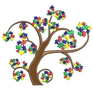 Autism Awareness Tree Applique Machine Embroidery Digitized Design Pattern - Instant Download - 4x4 , 5x7, and 6x10 -hoops