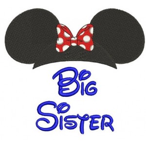 Big Sister Mouse Ears looks like Minnie Mouse Machine Embroidery Digitized Filled Pattern- Instant Download - 4x4 ,5x7,6x10 -hoops