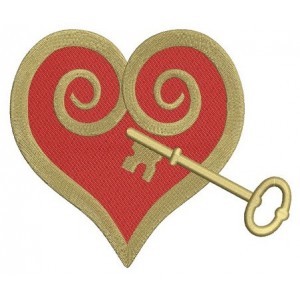 Heart with a Key Machine Embroidery Digitized Design Filled Pattern - Instant Download - 4x4 , 5x7, 6x10