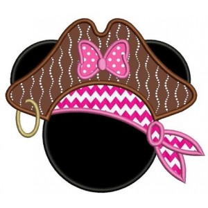 Looks like Pirate Minnie Mouse Ears Applique Machine Embroidery Digitized Pattern- Instant Download - 4x4 ,5x7,6x10 -hoops