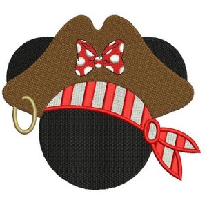 Looks like Pirate Minnie Mouse Ears Machine Embroidery Digitized Filled Pattern- Instant Download - 4x4 ,5x7,6x10 -hoops