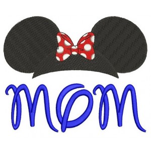 Mom Mouse Ears looks like Minnie Mouse Machine Embroidery Digitized Filled Pattern- Instant Download - 4x4 ,5x7,6x10 -hoops