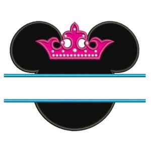 Princess Minnie Mouse Ears Split Applique Machine Embroidery Digitized Pattern- Instant Download - 4x4 ,5x7,6x10 -hoops
