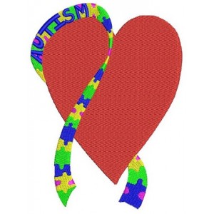 Support Autism Awareness Heart with Ribbon Filled Machine Embroidery Digitized Design Pattern - Instant Download - 4x4 , 5x7, 6x10 -hoops