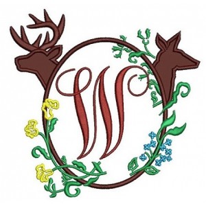 Buck and Doe Frame Applique Machine Embroidery Digitized Pattern- Instant Download - 4x4 ,5x7,6x10 -hoops
