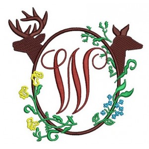 Buck and Doe Frame Machine Embroidery Digitized Filled Design Pattern- Instant Download - 4x4 ,5x7,6x10 -hoops