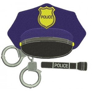 Police Cap with Handcuffs Embroidery Digitized Design Filled Pattern - Instant Download- 4x4 , 5x7, 6x10