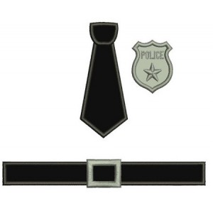 Police Tie, Belt, and a badge Applique Embroidery Digitized Design Pattern - Instant Download- 4x4 , 5x7, 6x10