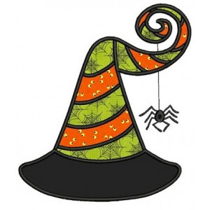 Witch Hat Halloween Applique Machine Embroidery Digitized Design Pattern - Instant Download - 4x4 , 5x7, and 6x10