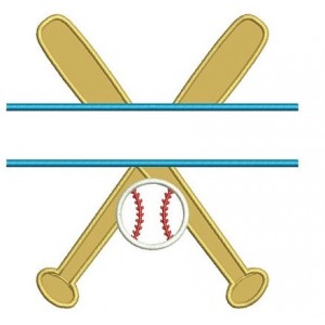 Baseball Bats Split Crossed with a baseball Design Machine Embroidery Digitized Applique Pattern - Instant Download - 4x4 , 5x7, 6x10