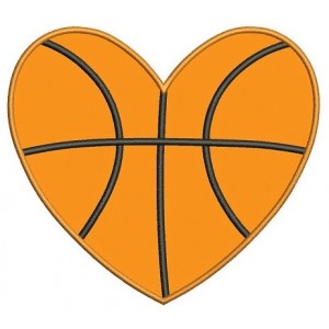 Basketball Heart Applique Machine Embroidery Digitized Design Pattern - Instant Download - 4x4 , 5x7, 6x10