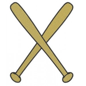 Crossed Baseball Bats Machine Embroidery Digitized Filled Design Pattern - Instant Download - 4x4 , 5x7, 6x10