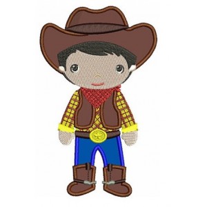 Little Cowboy Applique Western Machine Embroidery Digitized Design Pattern - Instant Download - 4x4 , 5x7, and 6x10 -hoops