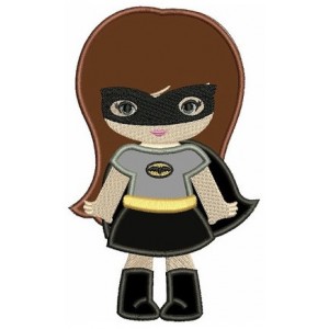 Looks like Batman Girl Applique (hands out) Super Hero Machine Embroidery Digitized Pattern - Instant Download - fits 4x4 , 5x7, 6x10 hoops