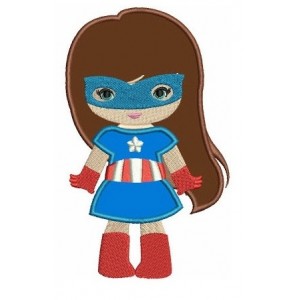 Looks like Captain America Super Girl Hero Applique (hands out) - Machine Embroidery Digitized Design - Instant Download - 4x4 , 5x7,6x10