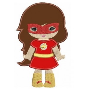 Looks like Girl Flash Super Hero Applique (hands out) - Machine Embroidery Digitized Design Pattern -Instant Download - 4x4 , 5x7,6x10 hoops