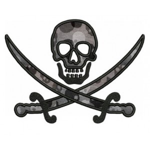 Pirate Skull and Swords Applique Digitized Machine Embroidery Design Pattern - Instant Download 