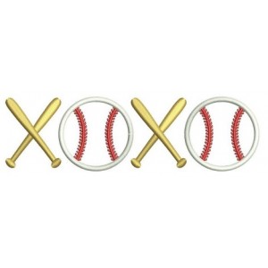 Baseball Bats and ball XOXO Applique Machine Embroidery Digitized Design Pattern - Instant Download - 4x4 , 5x7, 6x10