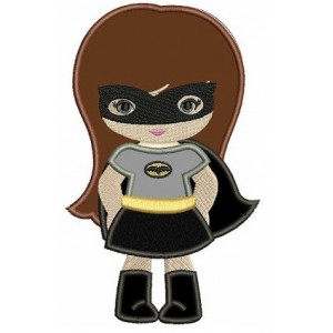 Looks like Batman Girl Applique (hands in) Super Hero Machine Embroidery Digitized Pattern - Instant Download - fits 4x4 , 5x7, 6x10 hoops