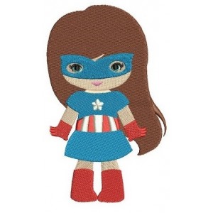 Looks like Captain America Super Girl Hero (hands out) - Filled Machine Embroidery Digitized Design - Instant Download - 4x4 , 5x7,6x10