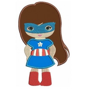 Looks like Captain America Super Girl Hero Applique (hands in) - Machine Embroidery Digitized Design - Instant Download - 4x4 , 5x7,6x10