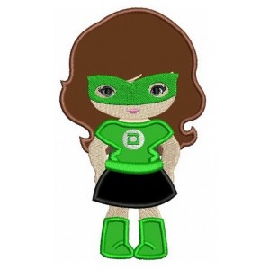 Looks like Lantern Girl Applique Super Hero (hands in) - Machine Embroidery Digitized Design Pattern - Instant Download - 4x4 , 5x7, 6x10