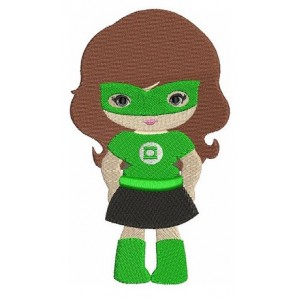 Looks like Lantern Girl Super Hero (hands in) - Machine Embroidery Filled Digitized Design Pattern - Instant Download - 4x4 , 5x7, 6x10