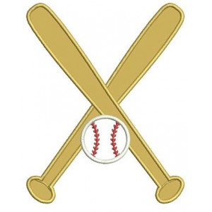 Baseball Bats Crossed with a baseball Design Machine Embroidery Digitized Applique Pattern - Instant Download - 4x4 , 5x7, 6x10