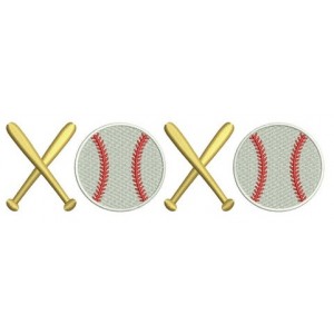 Baseball Bats and ball XOXO Machine Embroidery Digitized Design Filled Pattern - Instant Download - 4x4 , 5x7, 6x10