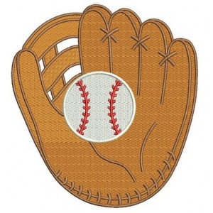 Baseball Mitt (Glove) with a ball Machine Embroidery Digitized Filled Design Pattern - Instant Download - 4x4 , 5x7, 6x10