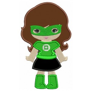 Looks like Lantern Girl Super Hero Applique (hands out) - Machine Embroidery Digitized Design Pattern - Instant Download - 4x4 , 5x7, 6x10