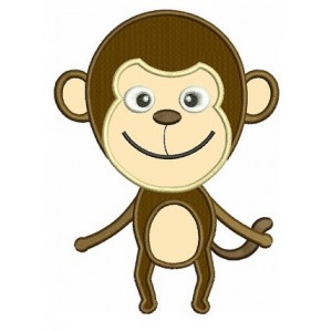 Cute Little Monkey Applique Machine Embroidery African Animal Digitized Pattern - Instant Download - sizes to fit 4x4 , 5x7, and 6x10 hoops