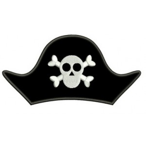 Pirate Hat Skull and Bones Applique Digitized Machine Embroidery Design Pattern - Instant Download - 4x4 , 5x7, 6x10