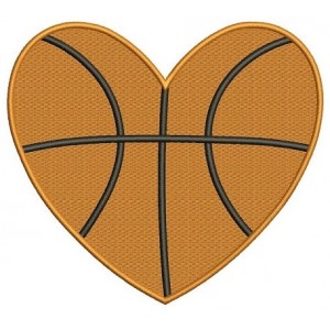 Basketball Heart Machine Embroidery Digitized Filled Design Pattern - Instant Download - 4x4 , 5x7, 6x10