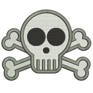 Cute Skull and Bones Digitized Machine Embroidery Design Filled Pattern - Instant Download - 4x4 , 5x7, 6x10