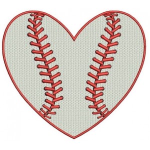 Heart Baseball Machine Embroidery Filled Digitized Design Pattern - Instant Download - 4x4 , 5x7, and 6x10 -hoops
